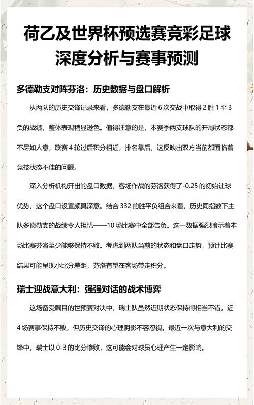 荷乙足球联赛预测分析，荷乙足球赛程